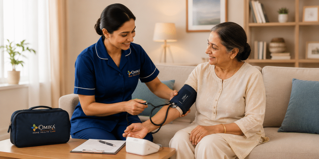 Professional nursing services at home provided by qualified nurses from Omika Health Care